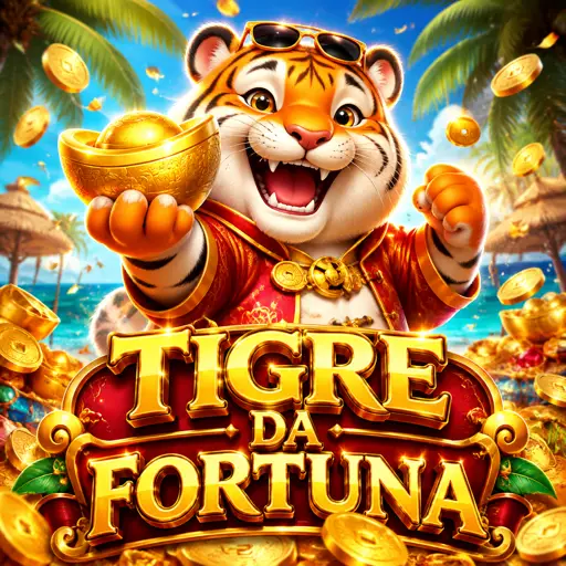 Captura do jogo Fortune Tiger com o tigre dourado e símbolos de fortuna